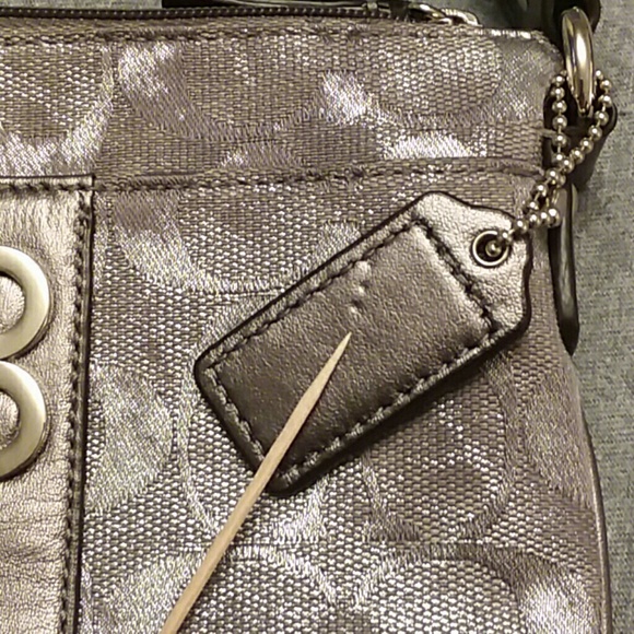Coach Metallic Gray Signature C Crossbody Purse - Picture 7 of 8